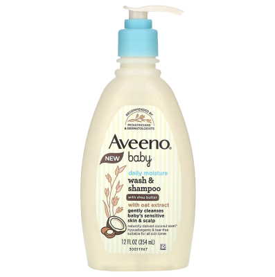 Sữa tắm & Dầu gội dưỡng ẩm hàng ngày cho em bé Aveeno Daily Moisture Wash & Shampoo 354 ml - Us Home
