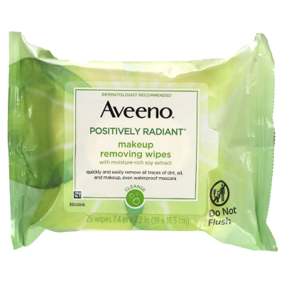 Khăn lau tẩy trang Aveeno, Positively Radiant, 25 miếng - Us Home